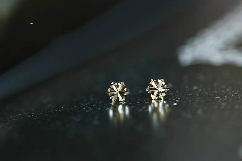14K Pure Gold Heart Earrings Reindeer Snowflake Studs Dainty Simple Minimal Styles for Wedding or Gifts Kids kj150 6