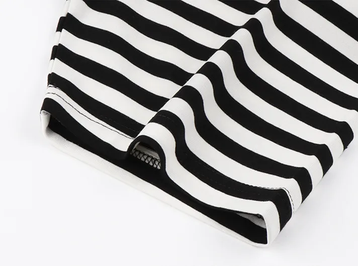 black and white stripe t shirt high quality cotton striped t-shirt for men oversize drop shoulder casual black striped tshirt