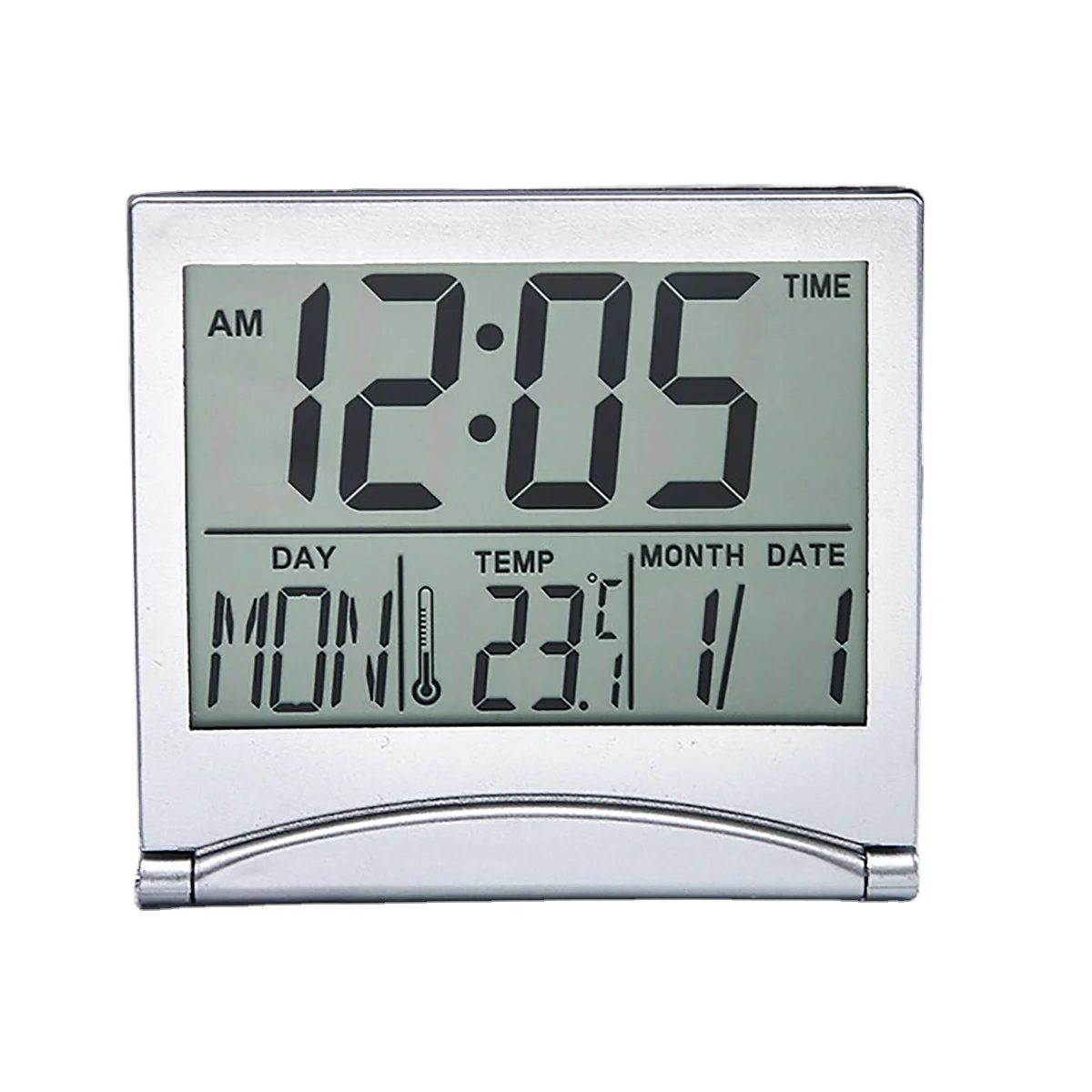 folding portable   Desk Digital LCD  Alarm Clock with  Calendar Temperature Thermometer LED foldable slim  clock for travel