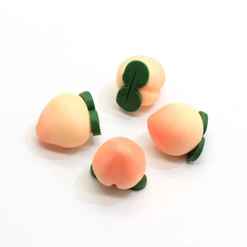 100Pcs/Bag 20*18MM Resin 3D Fruit Peach Cabochons Kawaii Resin 3D Fruit Flatback Cabs Craft Beads For Jewelry Making DIY