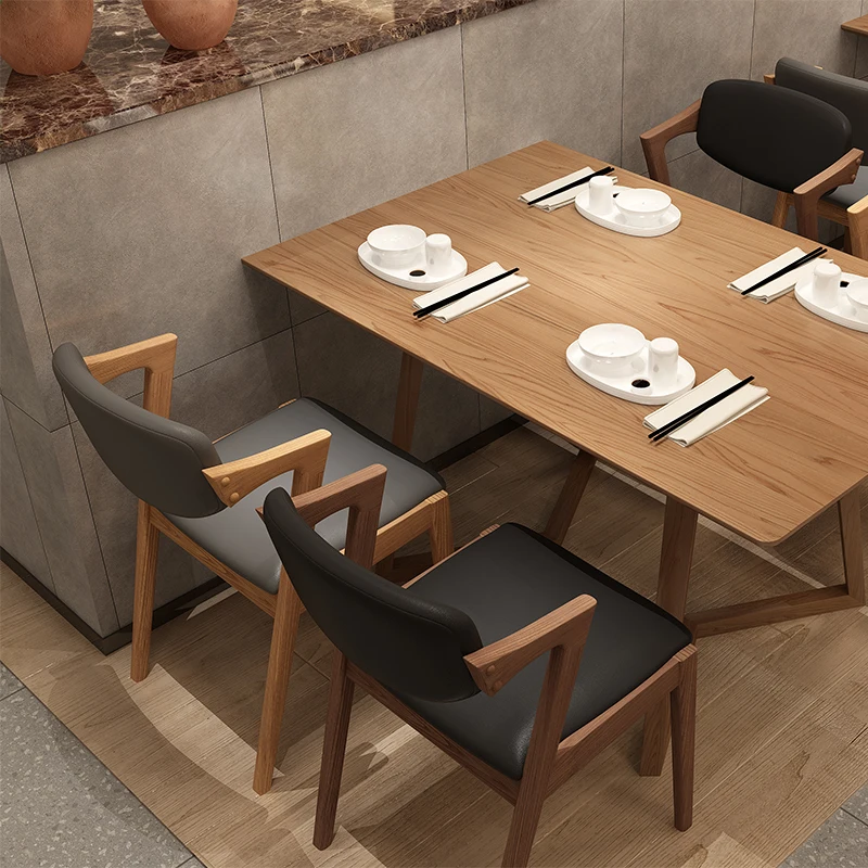 Японская дизайнерская ресторанная мебель Z-образная ПВХ кожаная обивка на руку обеденный