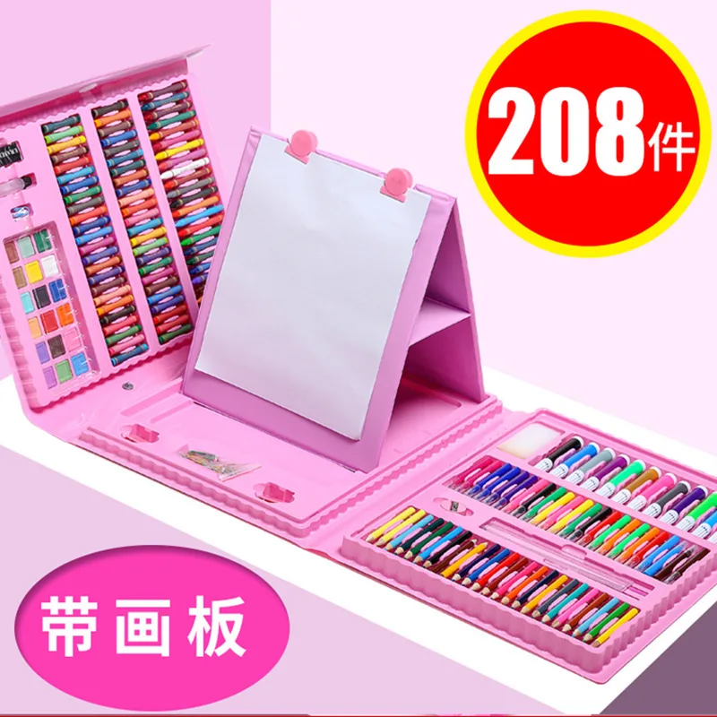 Proins High Quality 208pcs Brushes Water Color Pen Box Draw Pencil Arts Painting Kit Drawing Toys Set