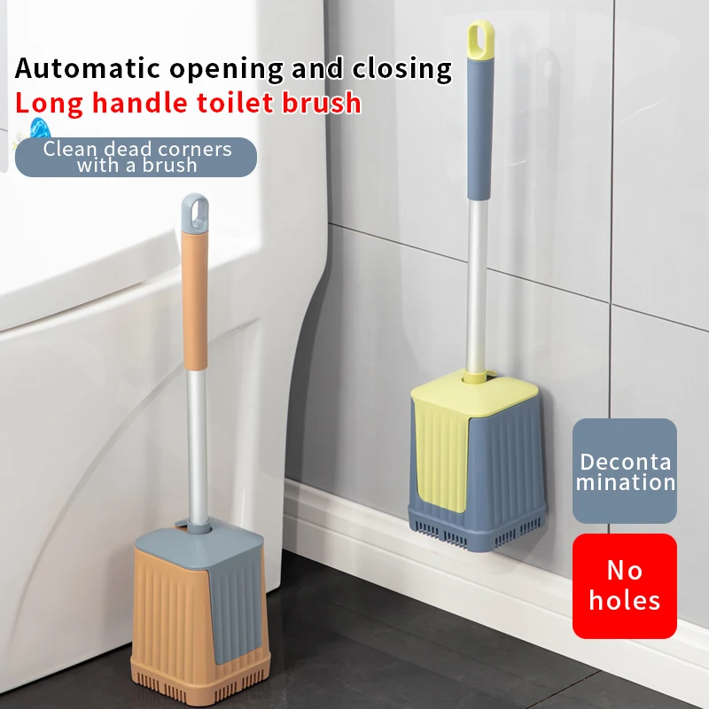 Long handle no drilling wall mounted or floor standing holder Ventilation toilet brush set for bathroom