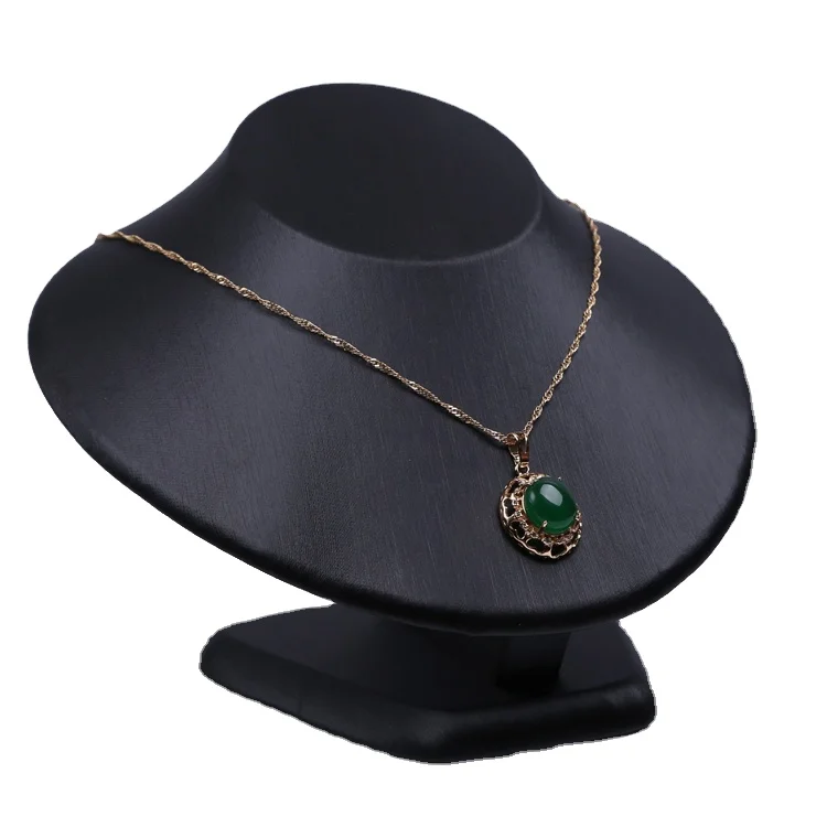 MYDARB custom Black Faux Leather Mannequin Pendant Necklace Chain Jewelry Display Rack Holder Bust Tier High Neckform Stand Platform Showcase necklace stand