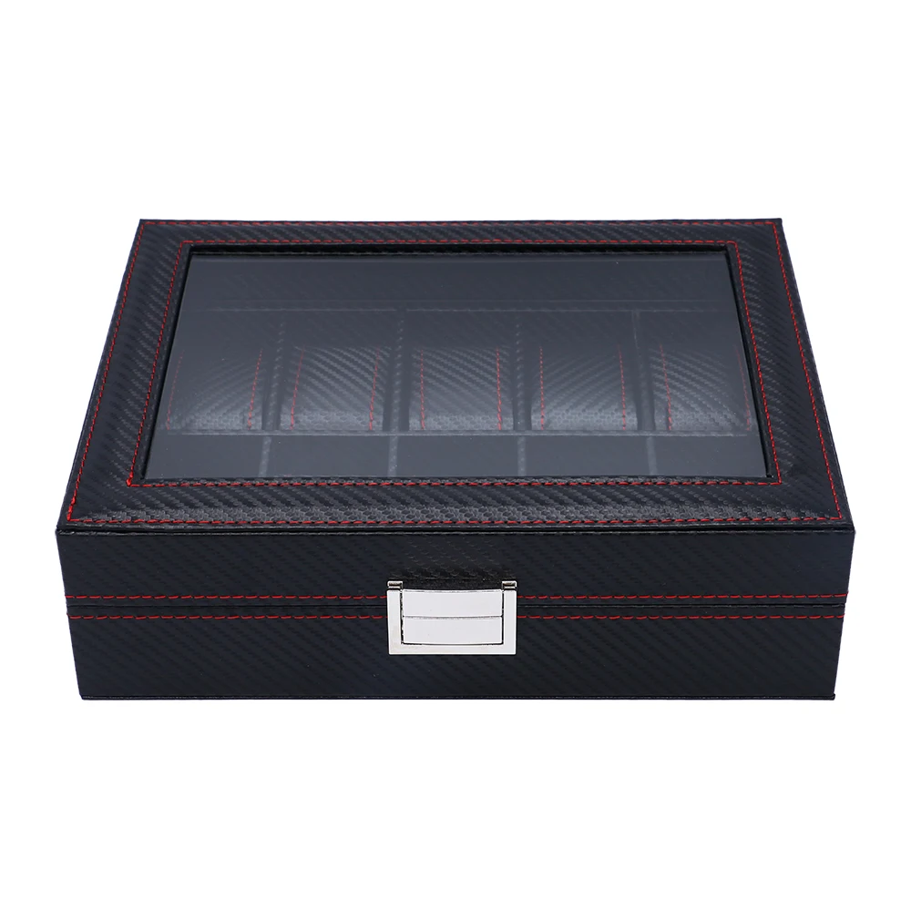 Hot spot full carbon fiber watch box 10 slots watch storage box display watch organizer box