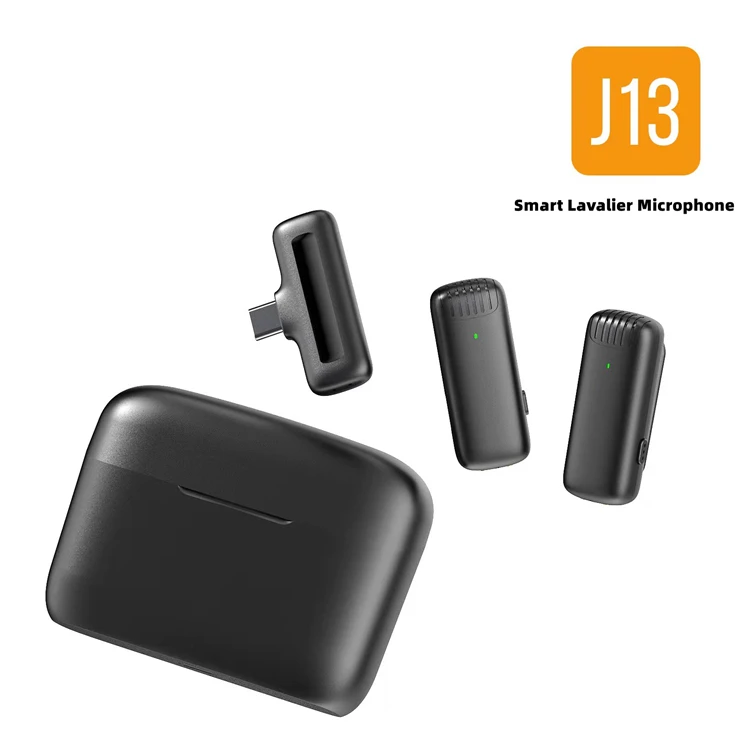 Wholesale J13 clip wireless lavalier microphone for smartphone wireless lavalier microphone portable mini mic chargeable