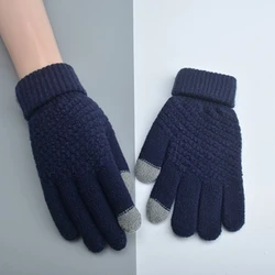 Custom Winter Touch Screen Gloves Outdoor Sports Women and Men Acrylic Thermal Knitted Gloves