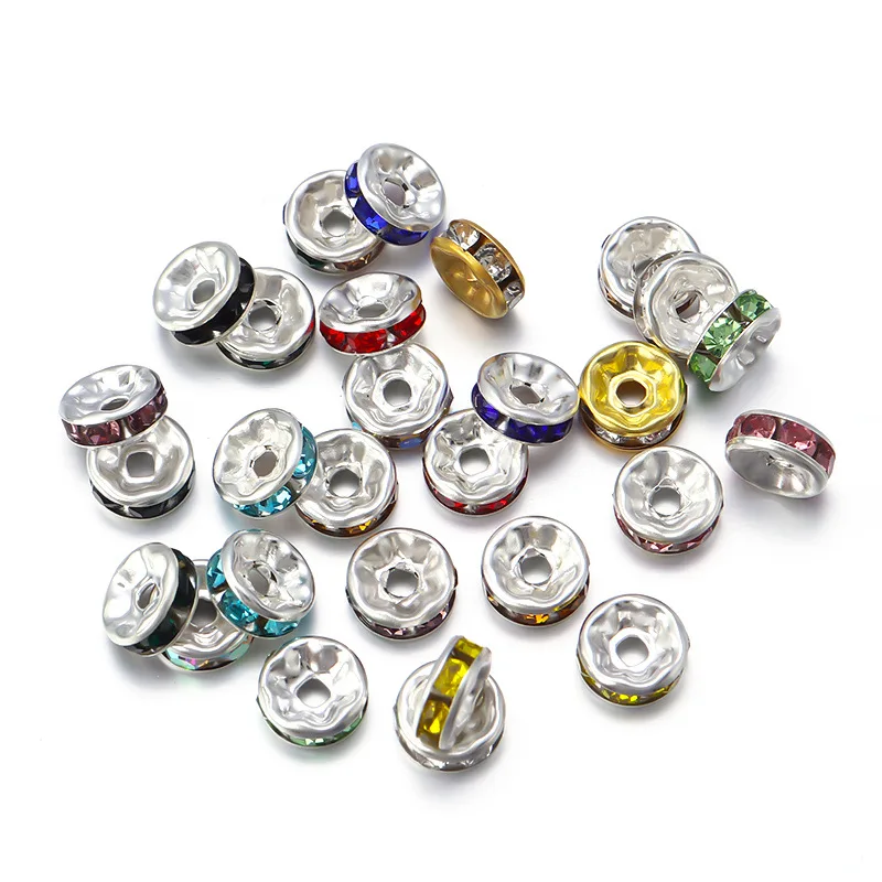 Sutoyuen 6mm 8mm 10mm Multicolor Colorful Round Bracelet Rhinestone Circle Bead Wheel Rondelle Crystal Spacer Beads For Necklace