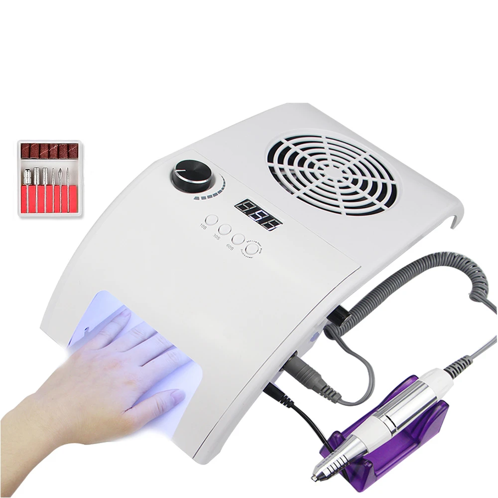 Custom Private Label 3-IN-1 Nail Dust Collector With Vacuum Cleaner Nail Drill UV LED Lamp Dryer Wholesale Nail Equipment