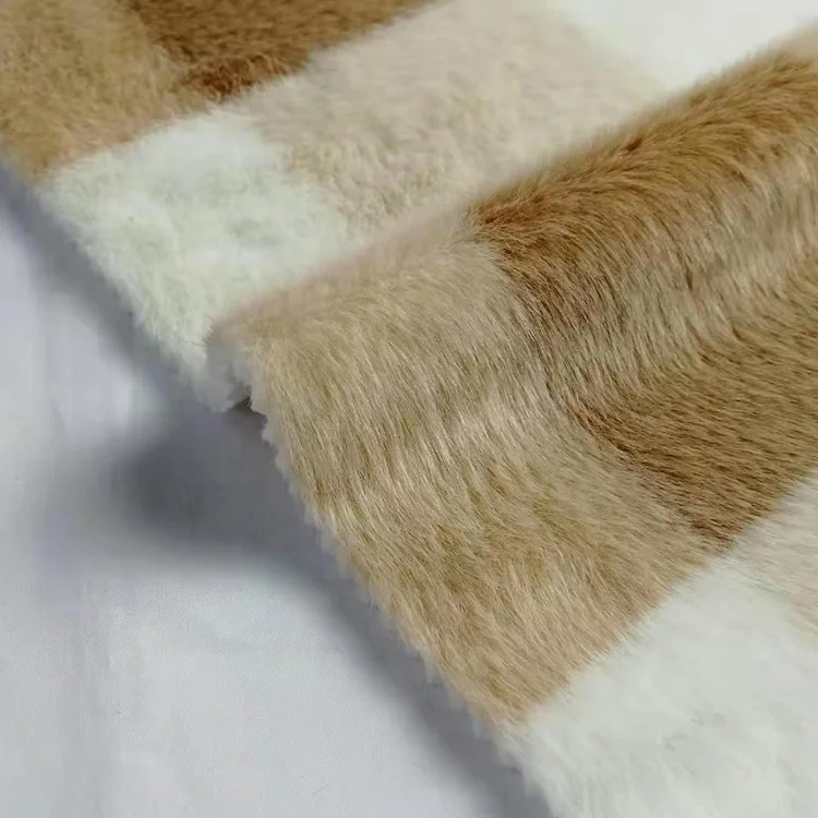 
high quality longer pile checks knit fabric for ladies coat 