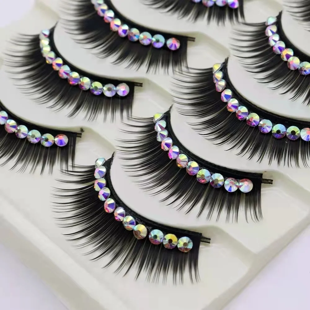 Natural Nude Dense 3D stage dramatic Crossover Long silver Glitter 820 five pairs of fitted false lashes wholesale