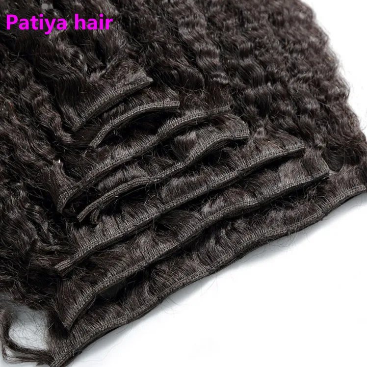 Buy Unprocessed 100 Grams per Set Kinky Straight Clip-In Extensions Peruvian Human Hair for Black Women Raw Material Double Weft