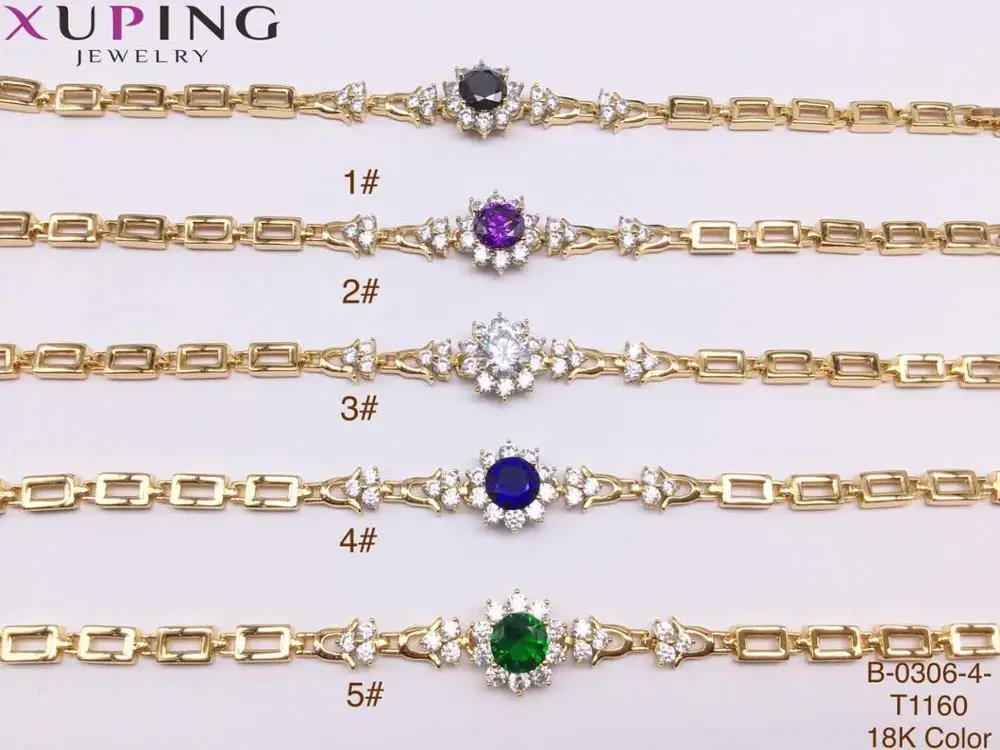 Free Shipping Yiwu Xuping Jewelry Hot 18K Gold Plated Mixed Color Button Bracelet Synthetic Zircon New Fashion Charm Bracelets