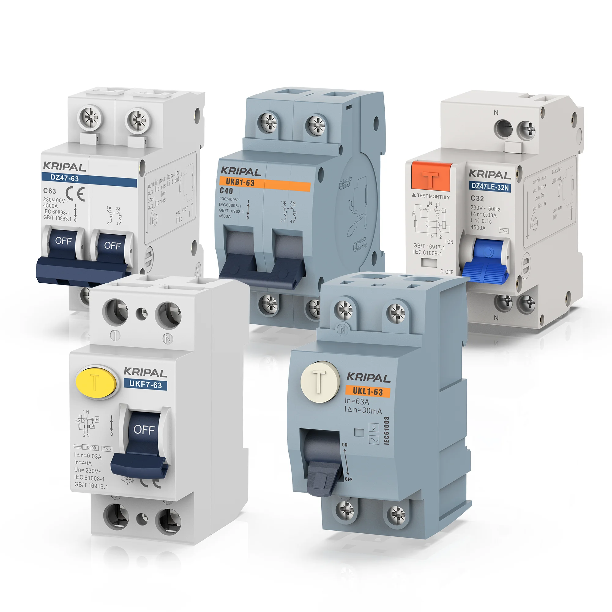 KRIPAL 2 Pole 63A ELCB AC circuit breaker RCD earth leakage circuit breakers RCCB breakers circuit RCD 2P 63AMP 63A 30mA