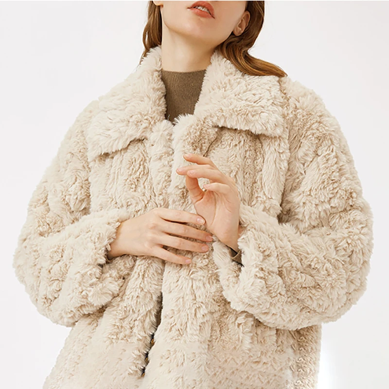 Wholesale Custom Manufacturers High Quality Private Label Winter Luxury Furry Rabbit Faux Fur Long Coat For Women