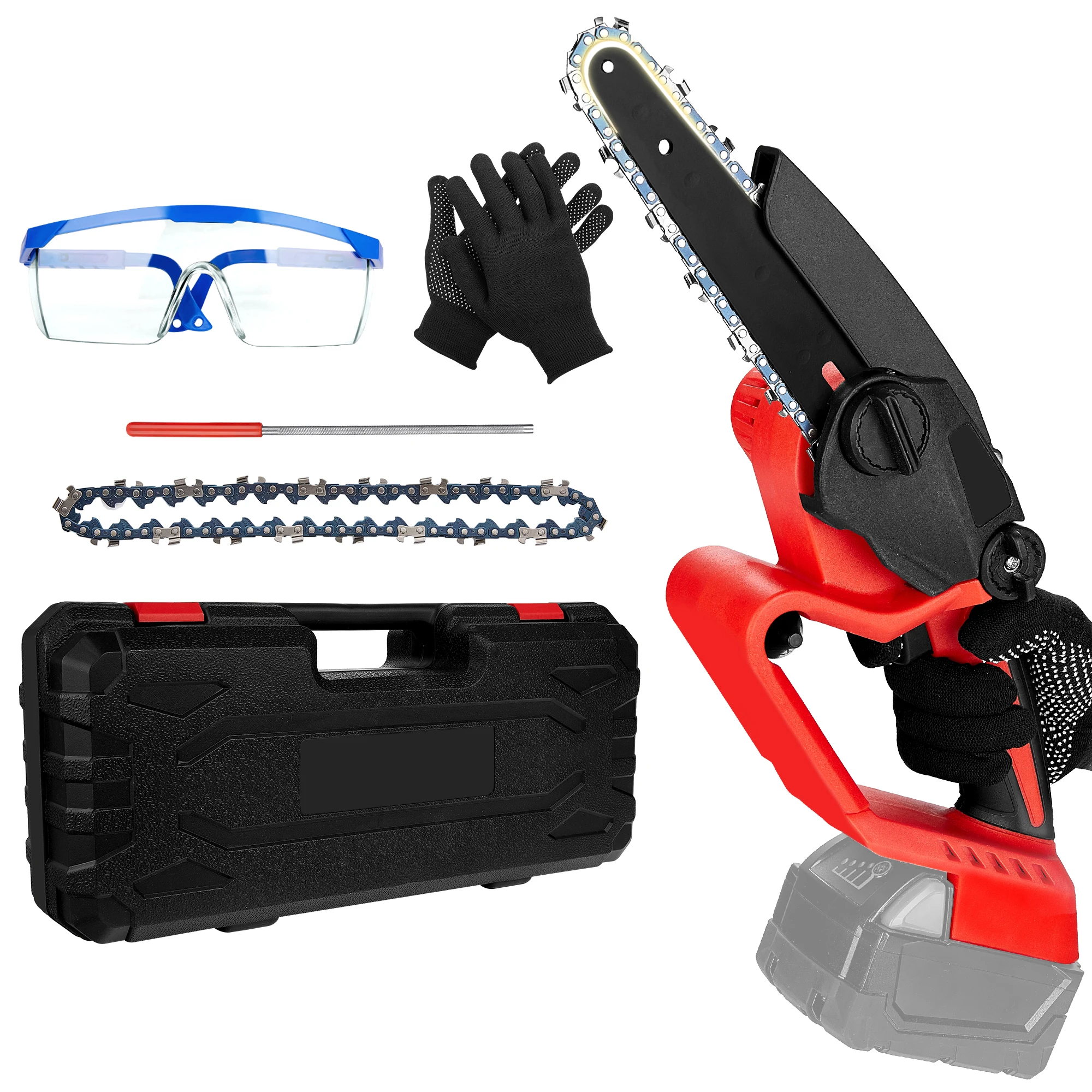 Mini Chainsaw for Milwaukee M18 Battery, 6 Inch Cordless Chain Saw with Brushless Motor and Security Lock