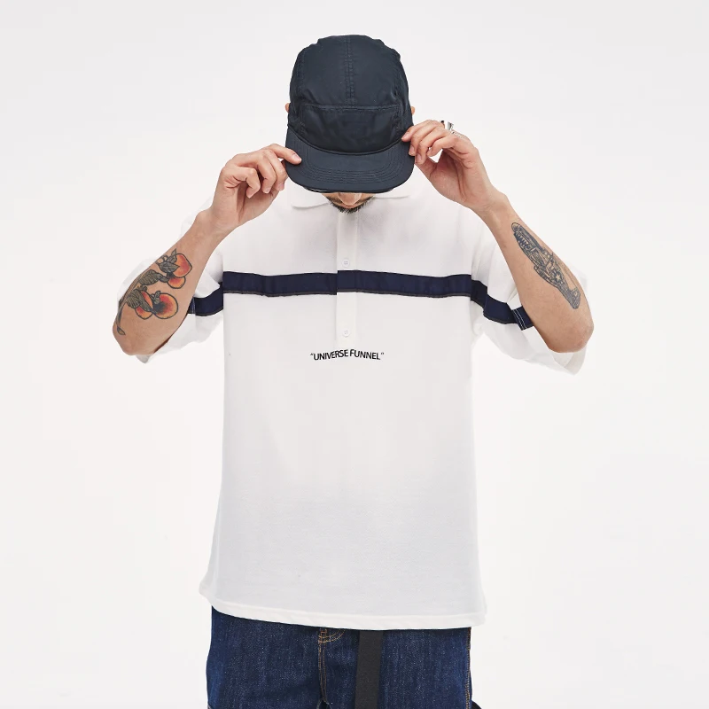 Мужские 100% органический хлопок ткань пике пустой полоса индивидуальный дизайн, рубашка-поло в полоску