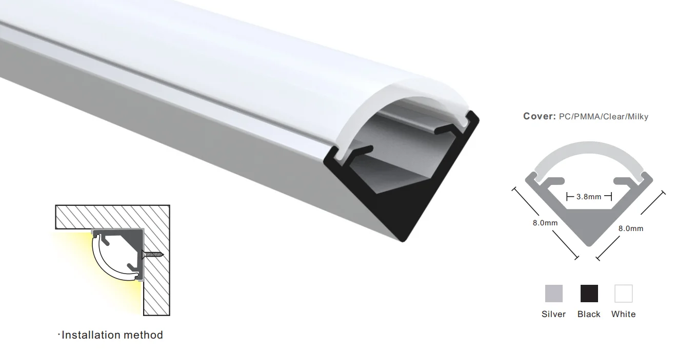 Led Aluminum profile customized for led lighting strip  recessed aluminium profile