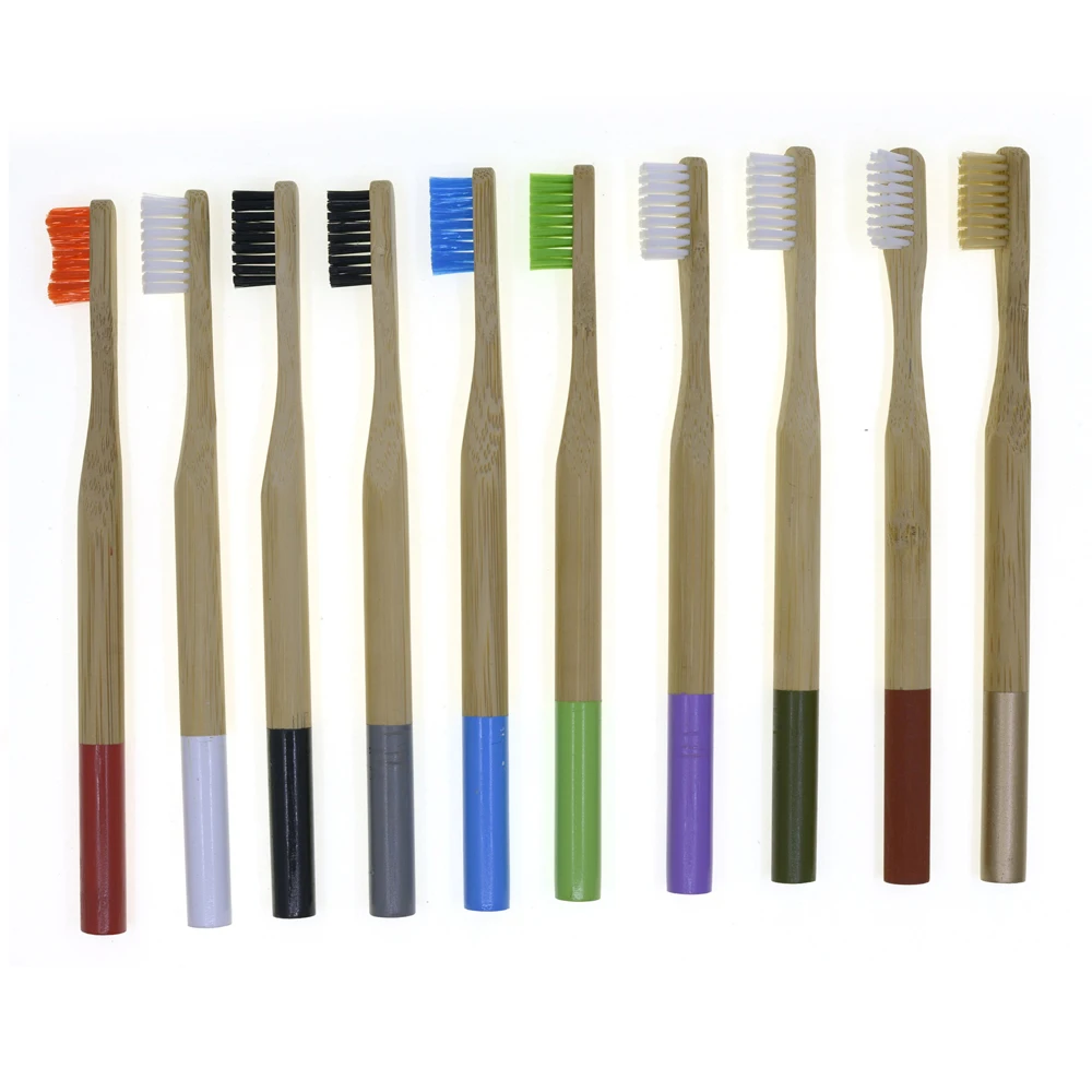 Round Handle Colorful ended Zero Waste Bamboo Toothbrush For Adult /Kids