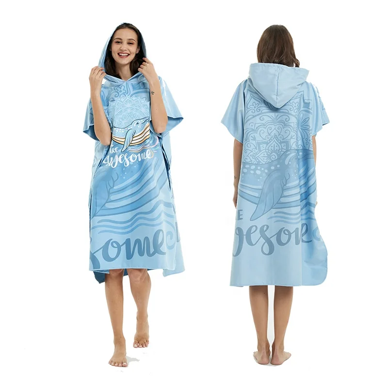 Wholesale Cheap Convenient Beach Poncho Customized Microfiber With Popular Print Surf Poncho Outdoor Changing Robe