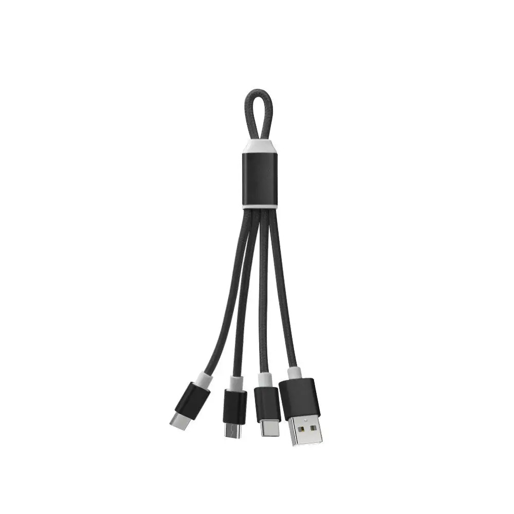 Marketing Promotional Gift Customized Logo 3 in 1 Portable Multifunction Fast Charging Keychain Charging USB Cable