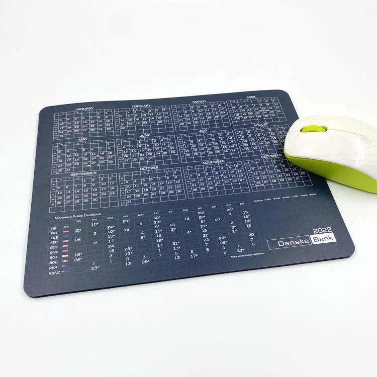 custom 2023 calendar material rolls mouse pad rubber mat custom die cut shape rubber mousepad with calendar