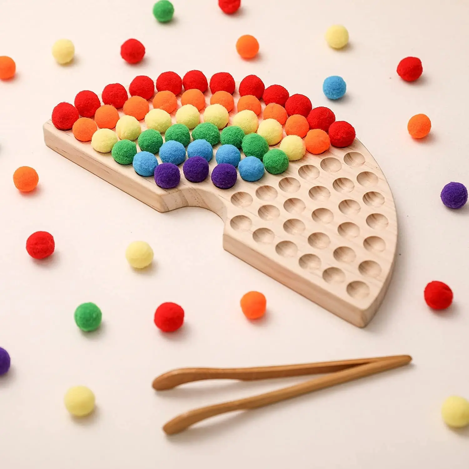 Wooden Peg Board Beads Game Color Sorting Toys Counting Matching Game Bead Counting Fine Motor Skill Montessori Toys for Toddler