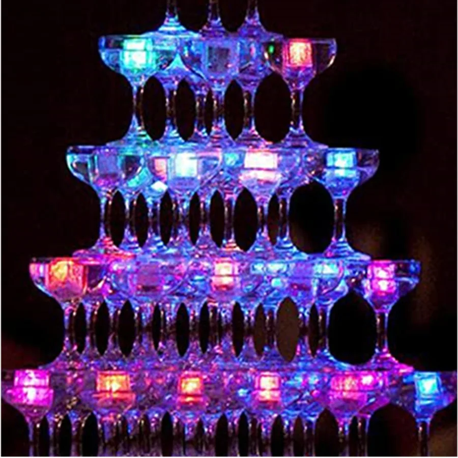 Liquid Sensor Multi Color Flashing Glow Waterproof Light Up Led Ice Cube for Bar Club Drinking Party Wine Wedding Decoration