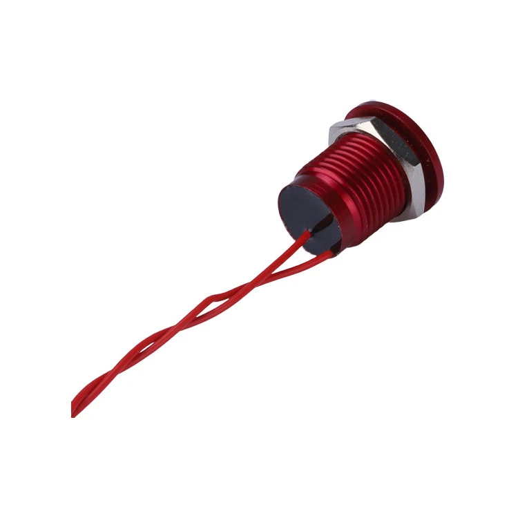 12mm waterproof IP68 1NO 2A flat head self return stainless steel momentary wired lead metal piezo switch
