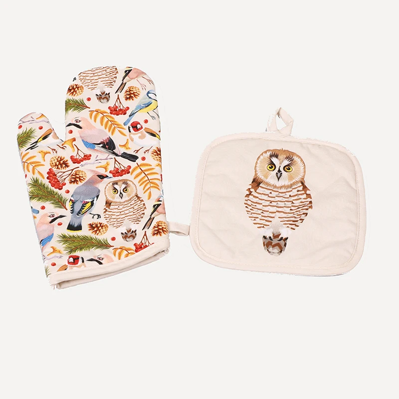 cotton custom digital print BBQ oven mitt oven glove pot holder