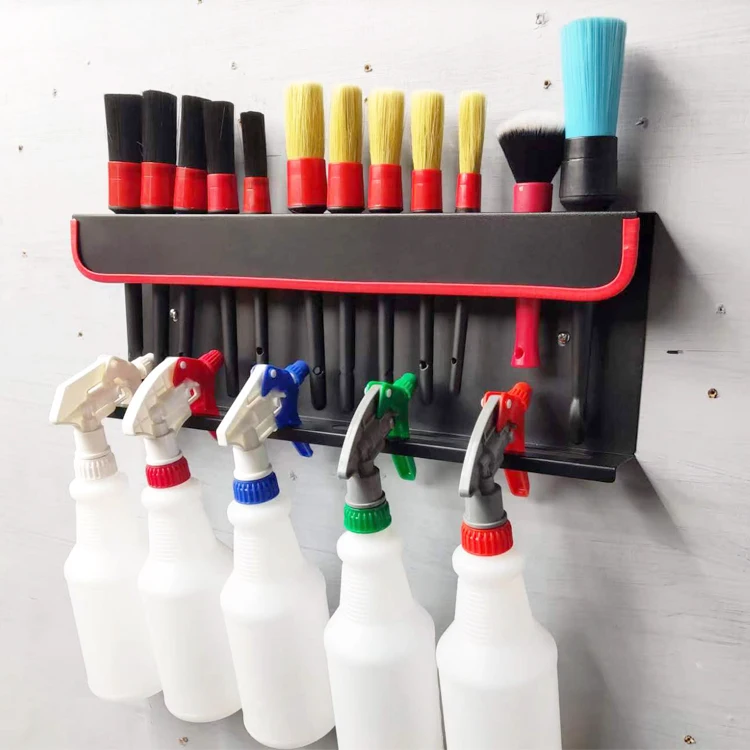 Spray Bottle Storage Rack Wall Mount Car Detailing Brush Holder
