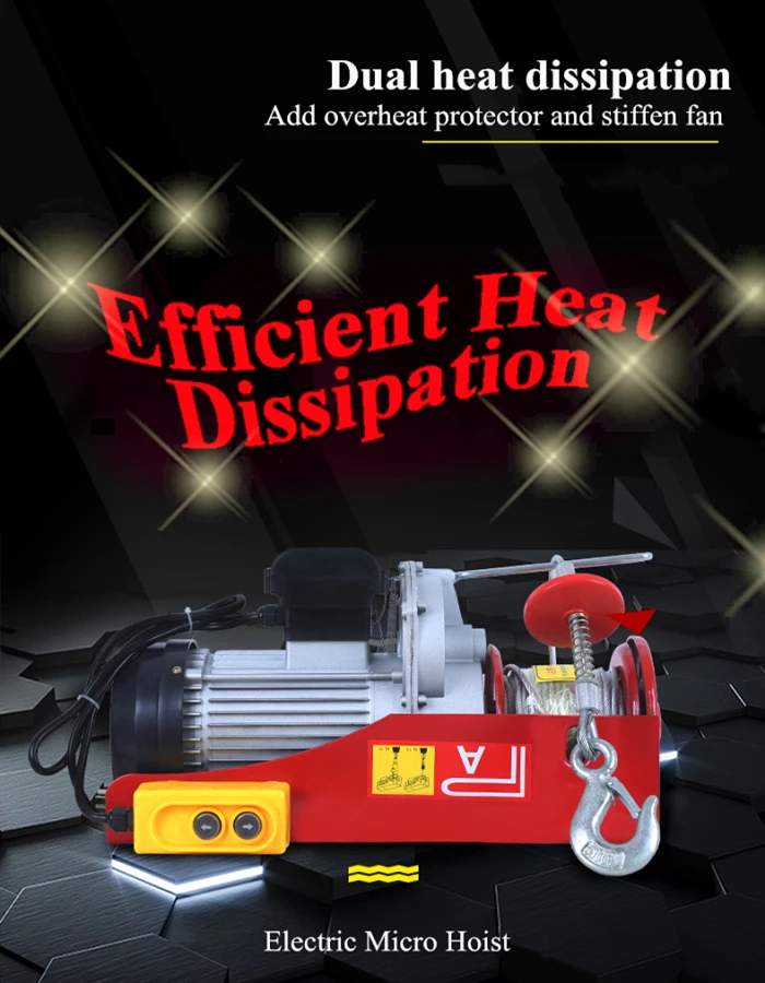Electric micro wire rope hoist winch 220v 110v mini small crane hoist lifting machine for home use