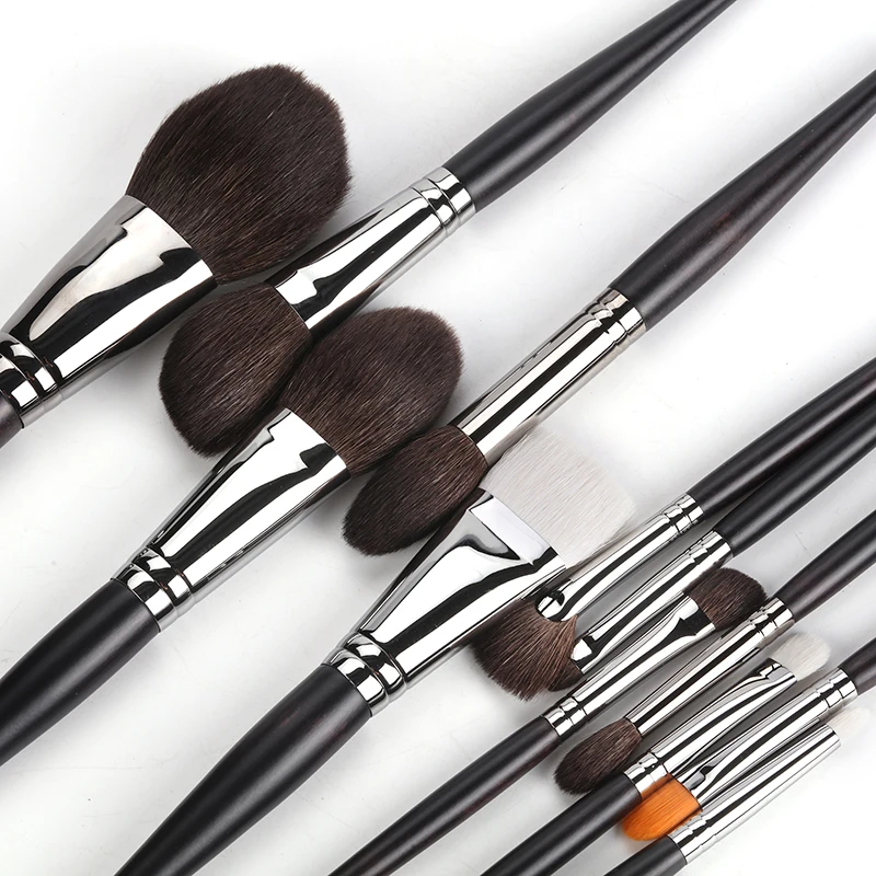 Best Goat hair cosmetics brush luxe pro makeup brushes kits best natural hair makeup brushes set 12 Pcs with bag