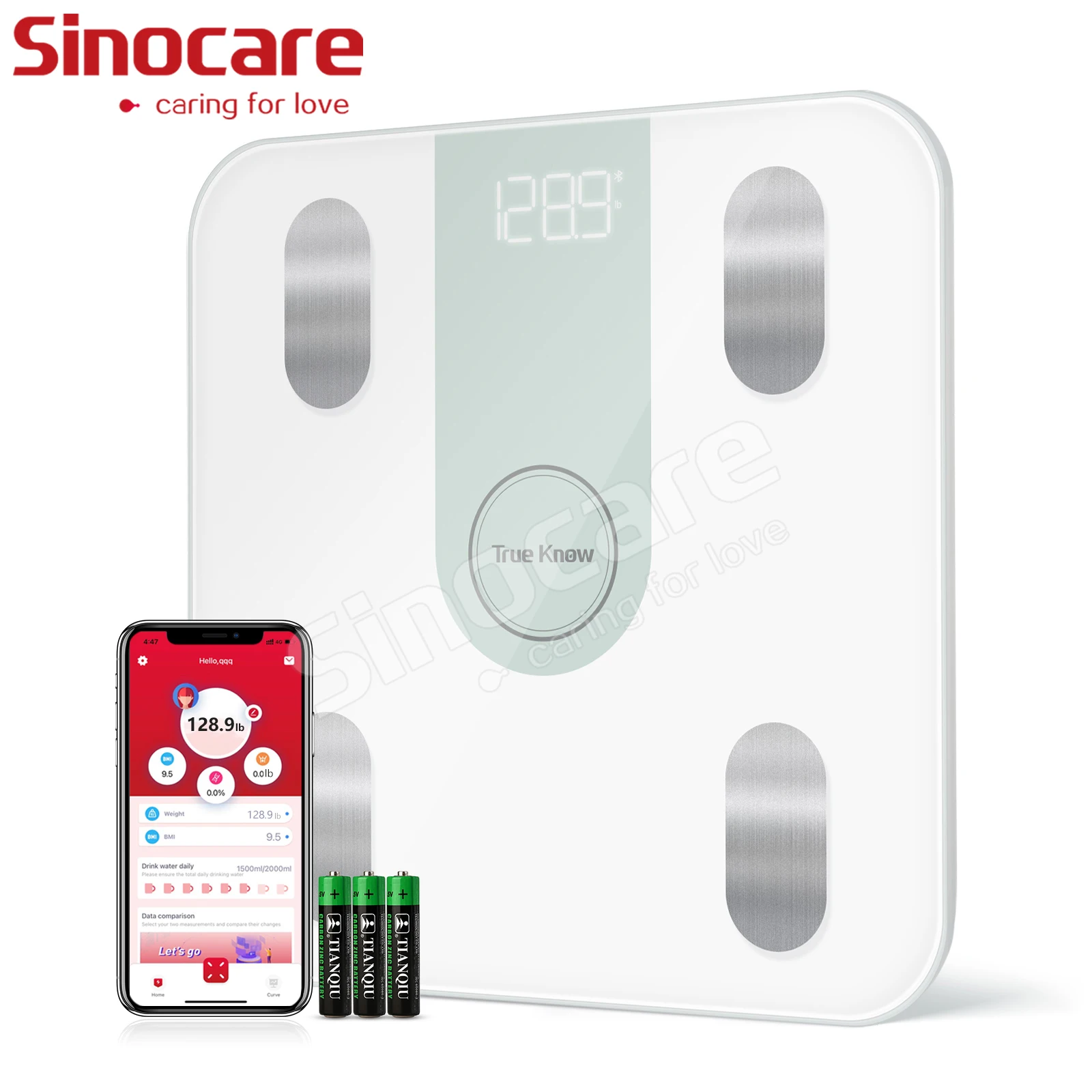 Sinocare APP BMI Analyzer Scale Smart Body Scales Wireless Body Fat Scale