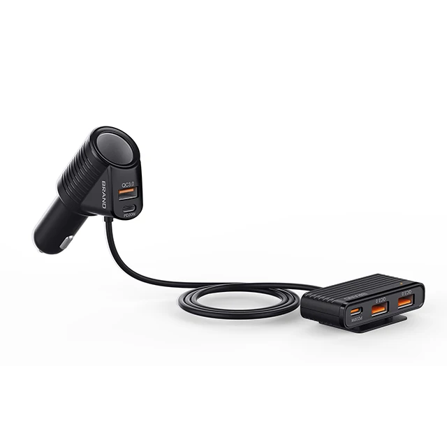 Multi Ports Car Fast Charger Cigarette Lighter Adapter with 5 USB Ports Car Quick Charge 3.0 PD 20W Cigarette Lighter Splitter
