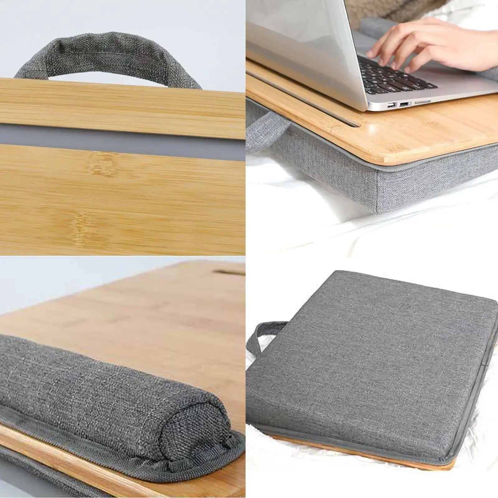 Bamboo Lap Desk Laptop Tabletop Tray Writing Desktop Portable Laptop Table Notebook Stand Laptop Desk with Cushion Pillow