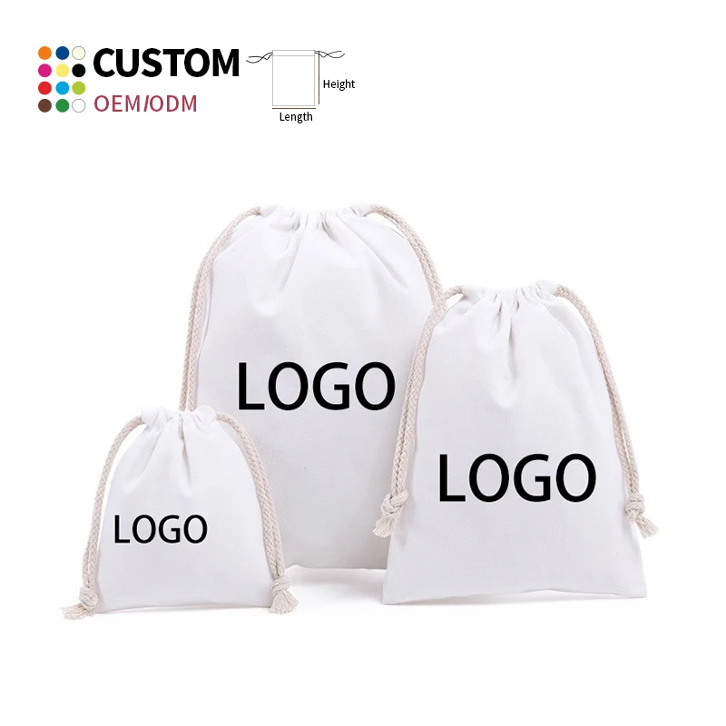 Wholesale Promotional Price Recycle Reusable Sling Small Beautiful Packaging Cotton Bag Drawstring