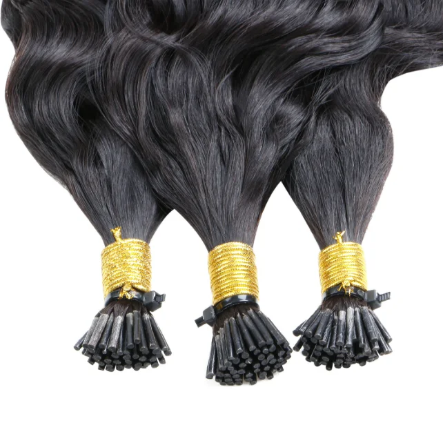 Wholesale High Quality Water Wave Virgin Hair Weave Bundles Pre Bonded Microlinks Keratin Capsule I Tip Human Hair Extensions
