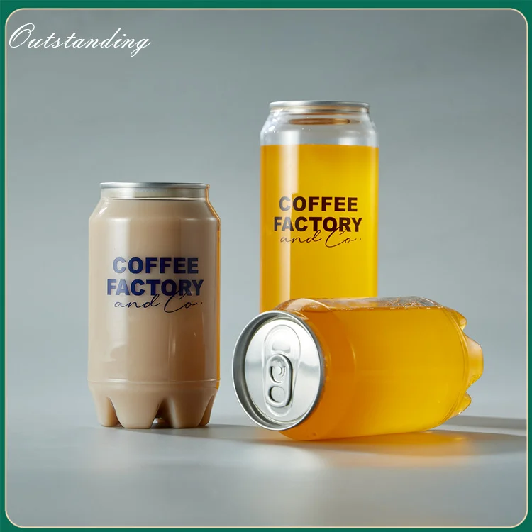 Custom 500ml PET Plastic Can Milk Tea Bottle Pop Can Bottle For Beverage