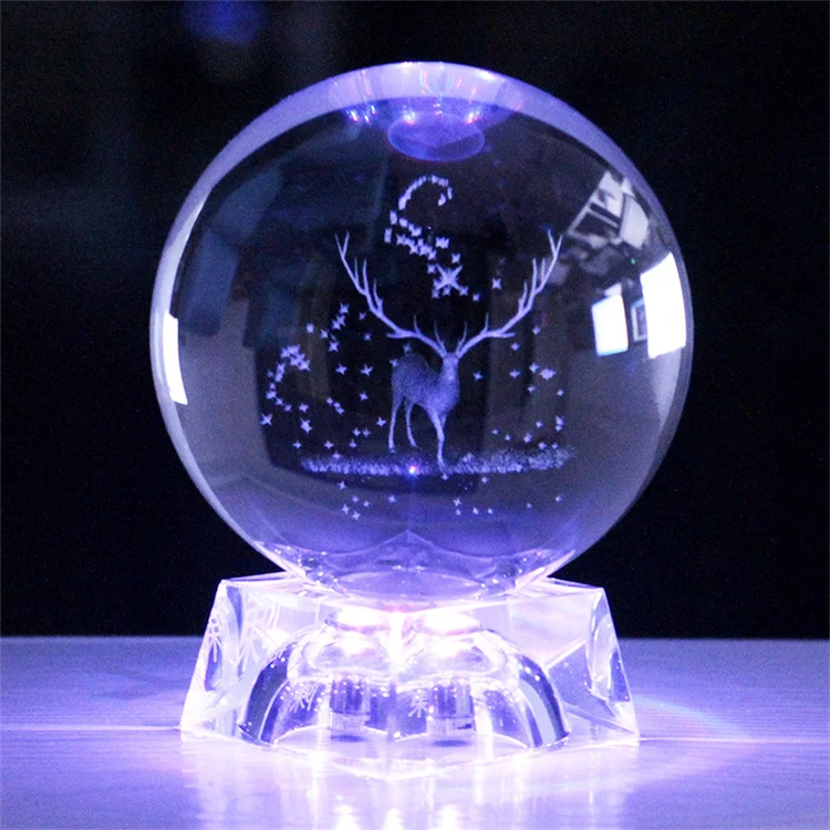 Creative Custom 3D Laser Carved Santa  Globe Crystal Balls For Christmas  Gift