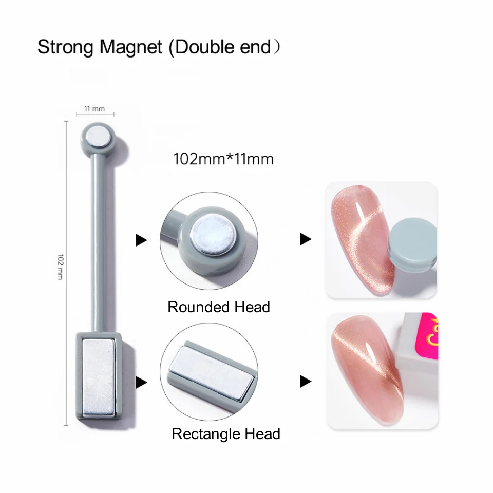 Private Label Cat Eye Magnet Round Rectangular Double Head Strong Nail Magnet For Cat Nail Polish