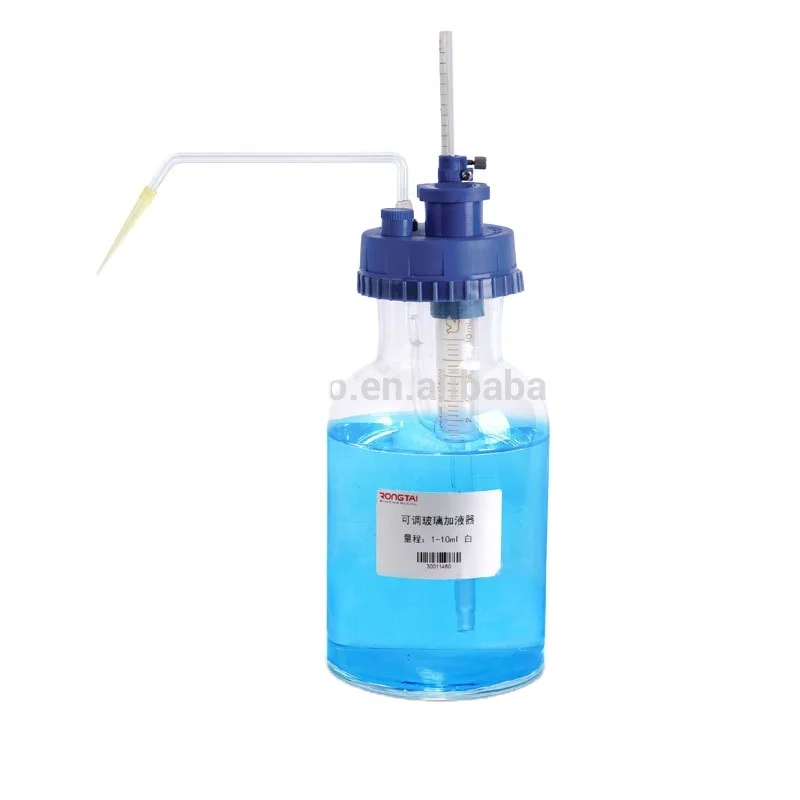 RONGTAI Adjustable Glass Injection Bottle Top Dispenser Translucent Glass