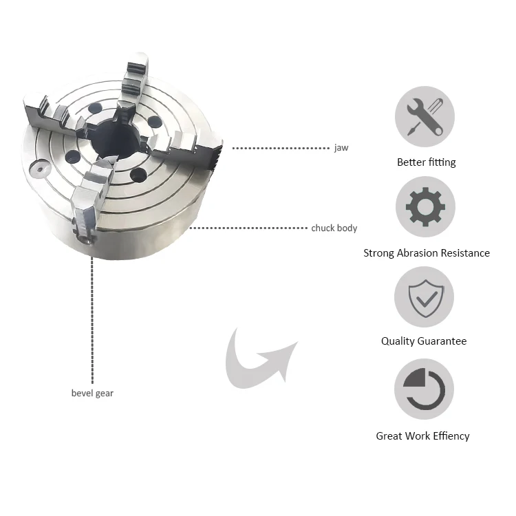WISDOM Tool Lathe Machine Attachment Four Jaws Chucks Stainless Steel Replaceable Independent Chuck
