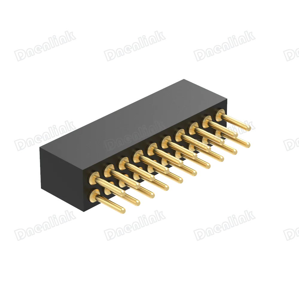 Dnenlink 1.27mm pitch Double Row H4.0mm Straight DIP Concave Bottom Type Female Pogo Pin Connector