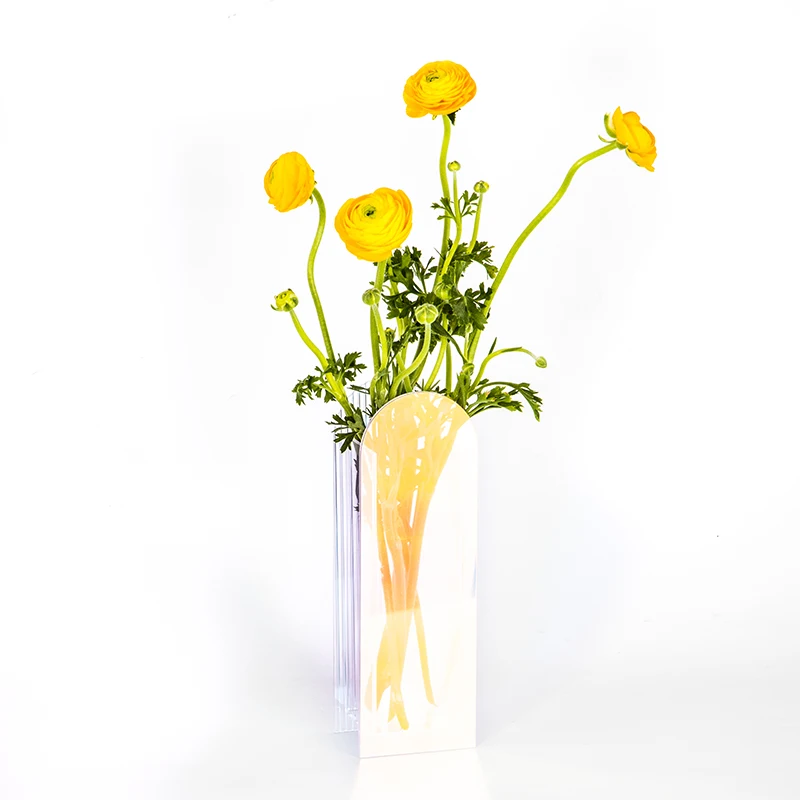 HOMESWEET Custom Round Shape Colored Home Decoration  Made Shape & Size High Quality Acrylic Vase For Flowers