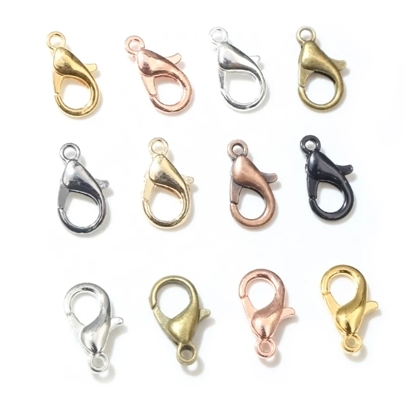 50pcs/lot Alloy Lobster Clasp Hooks for Necklace&Bracelet Chain DIY Jewelry Making 9 Colors Plated Fashion Jewelry Findings