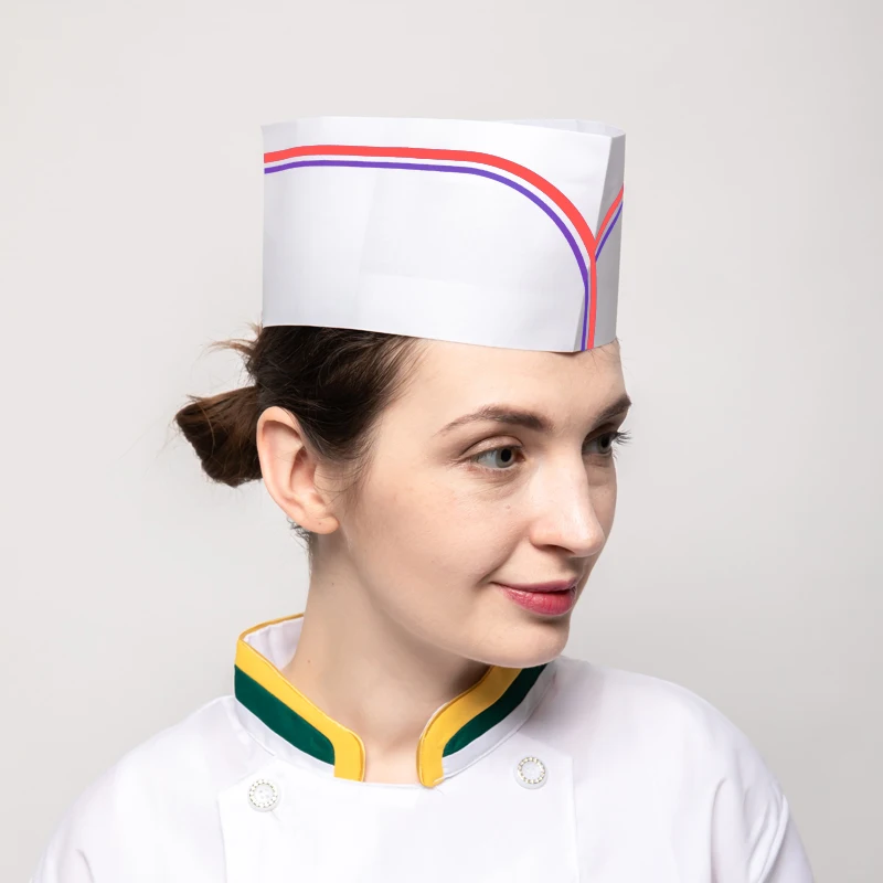 Wood Pulp Paper Forage Hat Reusable Restaurant Worker Cooking Kitchen Customized Logo Disposable Paper Chef Hats