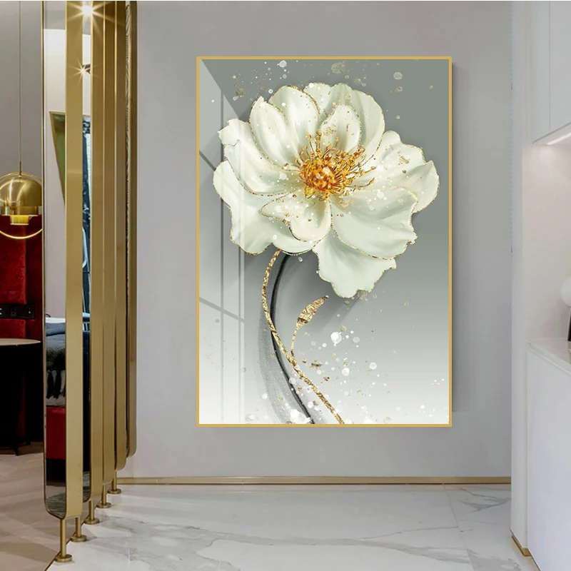 5D crystal porcelain painting rose flower home decoration wall painting aluminum alloy frame wall decoration