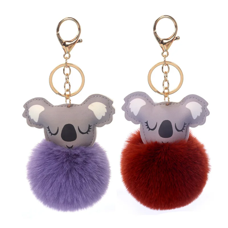 Factory Direct 8cm Pendant Cute Koala Fur Ball Imitation Rex Rabbit Fur Accessories for Clothing Shoes Hats DIY Plush Key Chains