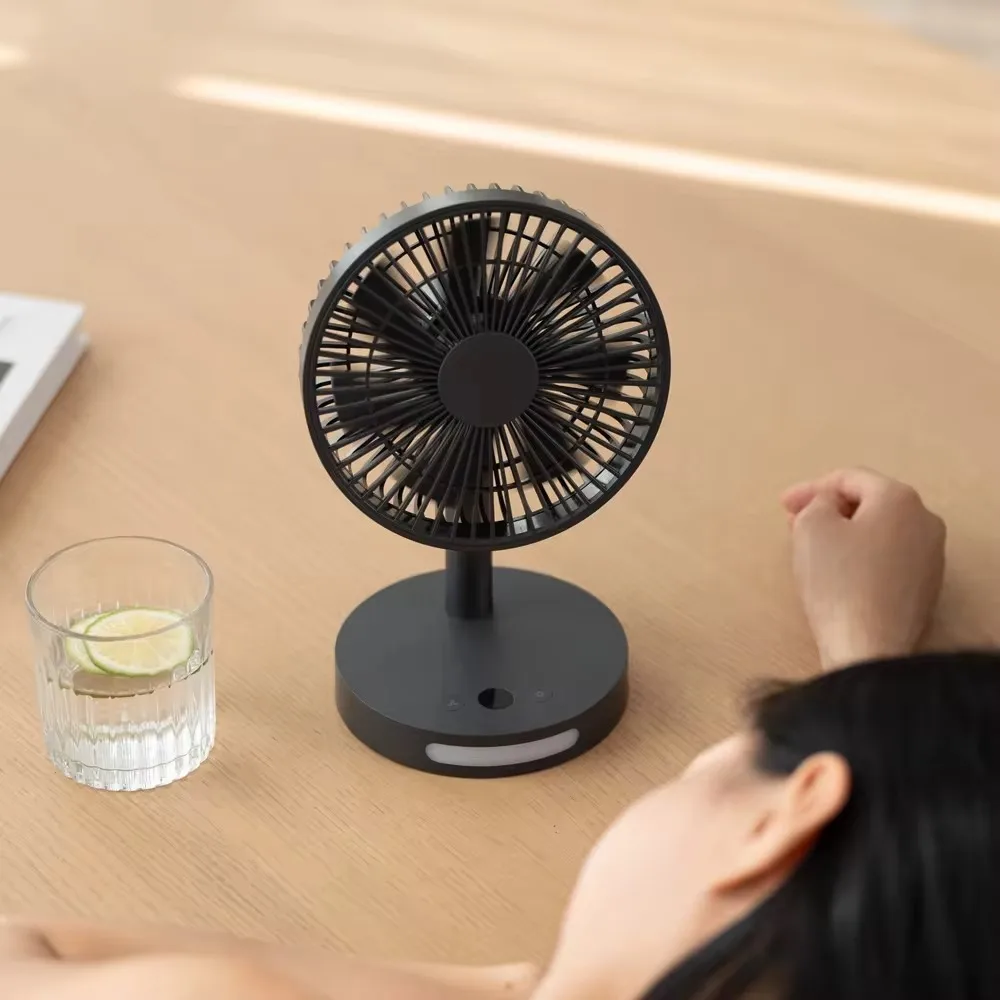 New Desktop Small Electric Fan, Home Atmosphere Fan with Light, Portable Wireless Intelligent Digital Display small Fan